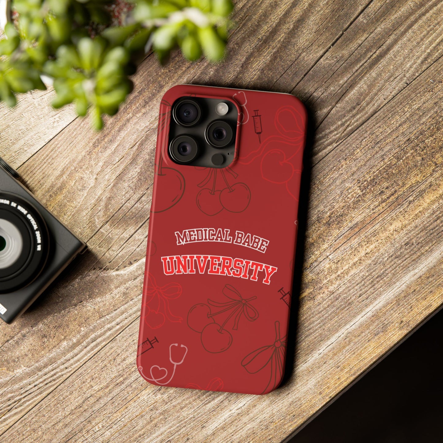 Cherry Theme Medical BABE UNIVERSITY SLIM PHONE CASE