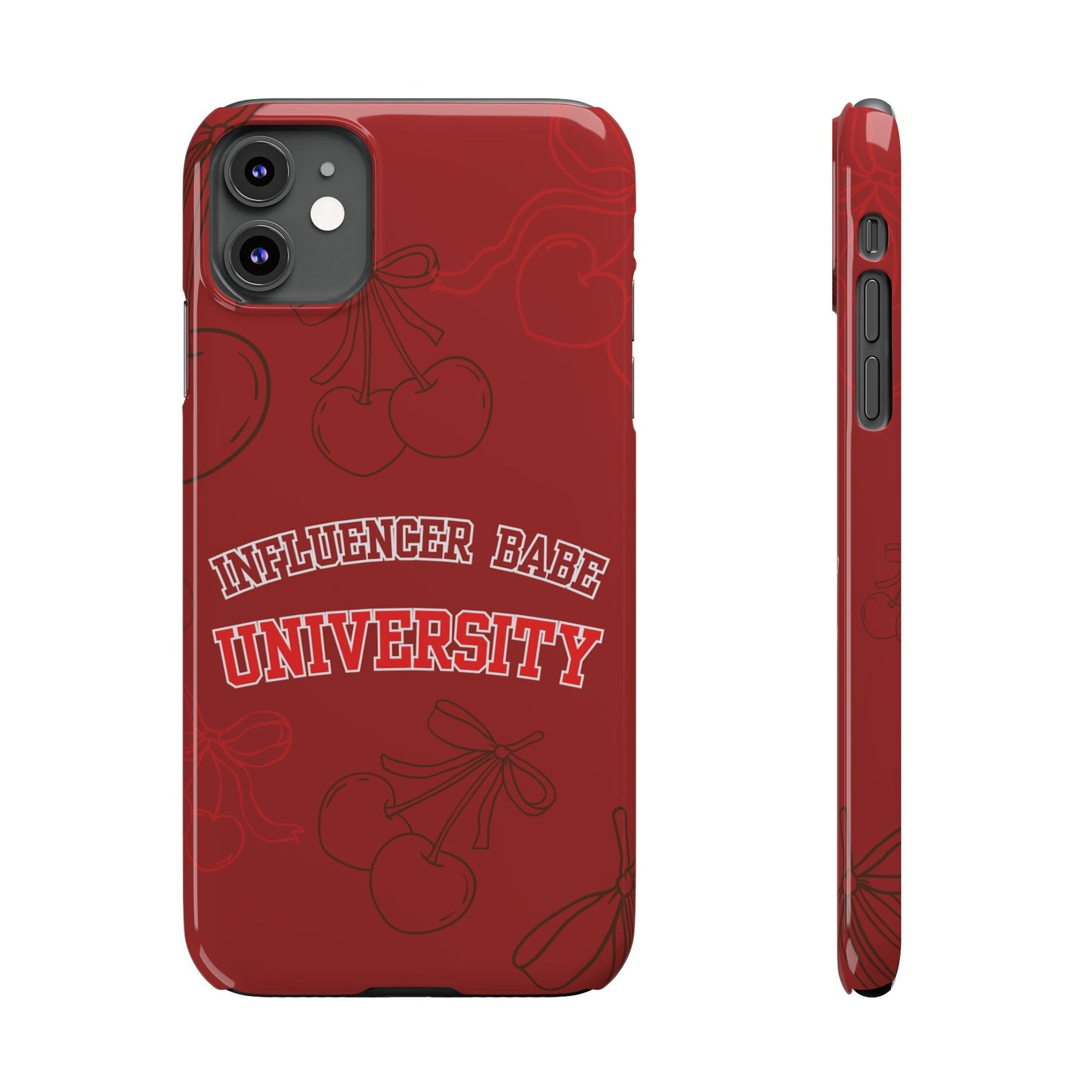 Cherry Theme Influencer BABE UNIVERSITY SLIM PHONE CASE