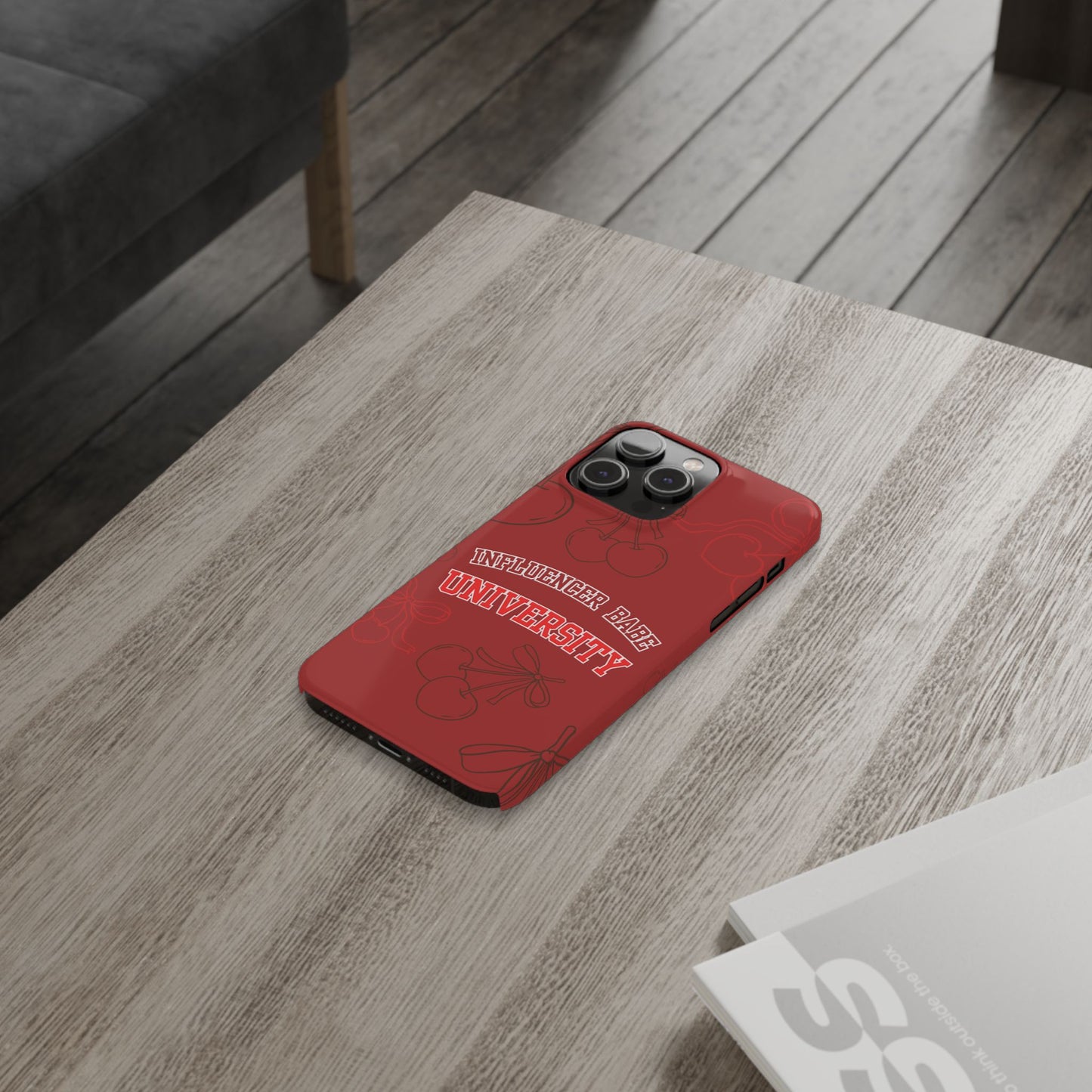 Cherry Theme Influencer BABE UNIVERSITY SLIM PHONE CASE