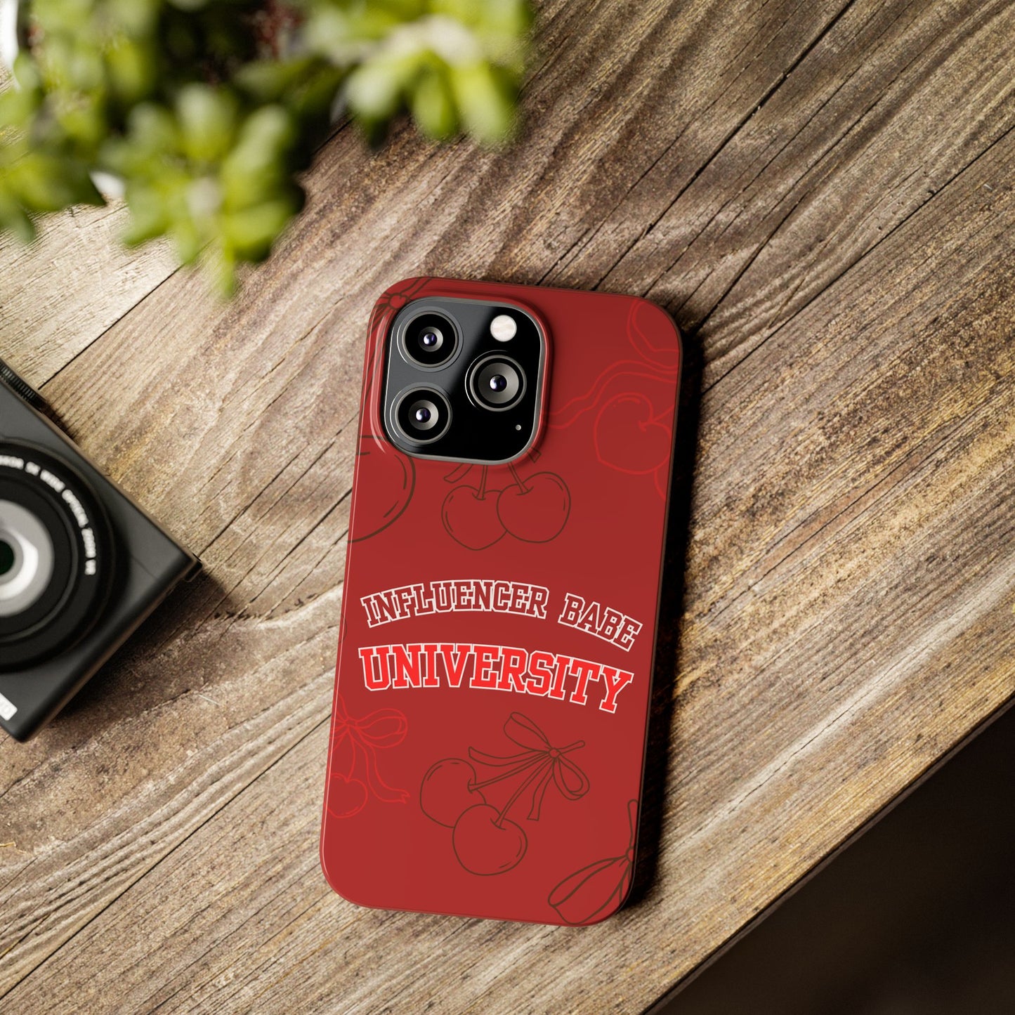 Cherry Theme Influencer BABE UNIVERSITY SLIM PHONE CASE